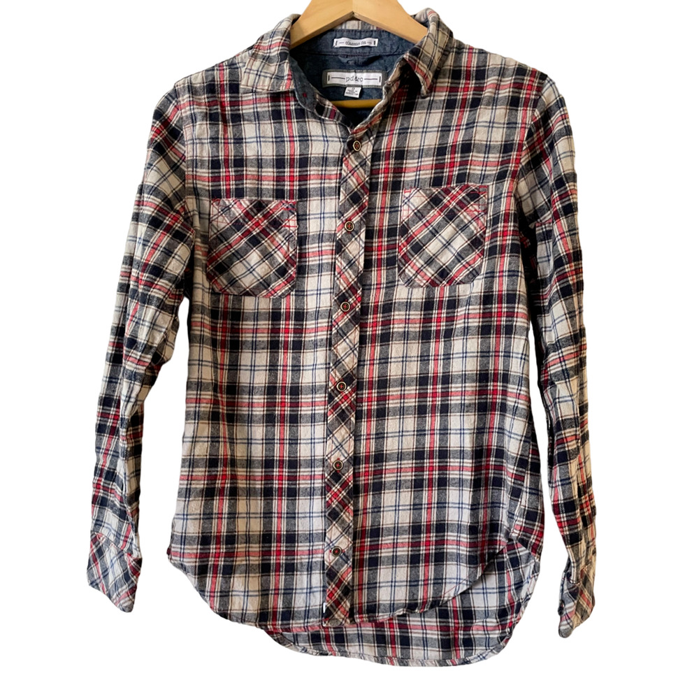 Paper Denim & Cloth PD&C Size S Mens Plaid Flannel Shirt Classic Fit Long Sleeve